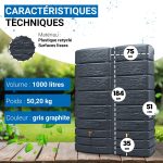Kit citerne de pluie 1000 L mural gris graphite