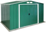 Abri de jardin en métal 9,16 m2 portes coulissantes ventilation – 10 x 8 Gable Roof, Vert