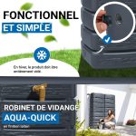 Kit citerne de pluie 1000 L mural gris graphite