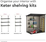 Abri de jardin monopente 1,8 m² polypropylène anti-UV plancher fenêtre charge toiture 75 kg/m²