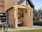Abri de jardin en bois avec plancher traité 3,53 m² portes doubles et fenêtres