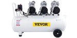 Compresseur d’air sans huile 80 L 2200 W 220 V 8 bar 2 manomètres débit 495 L/min sur roues