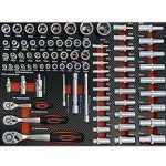 Servante d’atelier 8 tiroirs avec outils charge 35 kg par tiroir roulettes 125 mm compartiment latéral verrouillage central