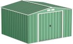 Abri de jardin en métal 9,16 m2 portes coulissantes ventilation – 10 x 10 Gable Roof, Vert