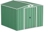 Abri de jardin en métal 9,16 m2 portes coulissantes ventilation – 8 x 8 Gable Roof, Vert