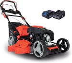 Scheppach Tondeuse à Gazon Hybride MS225-53E – Moteur 4 Temps 224 cm3 / 6 CV – 4400 W – Largeur de Coupe 53 cm – Démarrage électrique – Bac 65 L – Batterie 2Ah + Chargeur Inclus