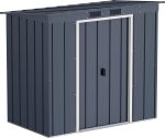 Abri de jardin en métal 9,16 m2 portes coulissantes ventilation – 6 x 4 Pent Roof, Gris