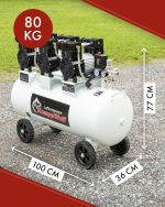 Compresseur d’air 100 L 8 bar sans huile 590 l/min 3300 W avec séparateur d’eau et réducteur de pression