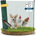 filet poule en 15m / 20m / 25m x 90cm – cloture jardin exterieur extrêmement stable, sans électricité, vert 15m