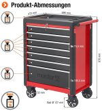 Servante d’atelier 7 tiroirs charge 150 kg 69,6 x 47,2 x 97,6 cm verrouillage central roues avec freins
