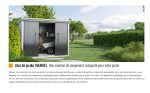 Abri de jardin en métal toit plat porte coulissante gris