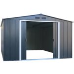 Abri de jardin en métal 9,16 m2 portes coulissantes ventilation