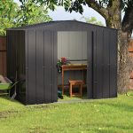 Abri de jardin métal 4,37 m² acier galvanisé portes coulissantes ventilation toit renforcé