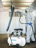 Compresseur d’air sans huile 50 L 750 W 230 V 8 bar 2 manomètres débit 170 L/min 1450 tr/min sur roues