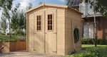 Abri de jardin en bois avec plancher traité 3,53 m² portes doubles et fenêtres