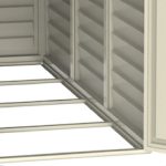 Abri de jardin adossable en vinyle 4 x 8 kit fondation métal porte réversible