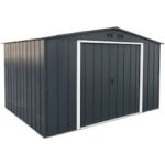 Abri de jardin en métal 9,16 m2 portes coulissantes ventilation