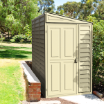 Abri de jardin adossable en vinyle 4 x 8 kit fondation métal porte réversible