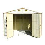 Abri de jardin en vinyle 10 x 8 avec 3 fenêtres kit de fondation métal 324,8 x 247 x 233,2 cm