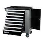 Servante d’atelier 8 tiroirs avec outils charge 35 kg par tiroir roulettes 125 mm compartiment latéral verrouillage central