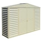 Abri de jardin adossable en vinyle 4 x 8 kit fondation métal porte réversible