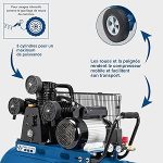 Compresseur d’air 400 V cuve 100 L 10 bar tri-cylindres entraînement par courroie 550 L/min