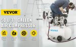 Compresseur d’air sans huile 50 L 750 W 230 V 8 bar 2 manomètres débit 170 L/min 1450 tr/min sur roues