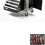 Servante d’atelier 8 tiroirs avec outils charge 35 kg par tiroir roulettes 125 mm compartiment latéral verrouillage central