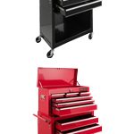 Servante d’atelier 5 tiroirs verrouillage centralisé avec roues et tapis antidérapants