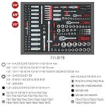 Servante d’atelier 7 tiroirs avec 215 outils acier allié verrouillage central roues Ø125 mm