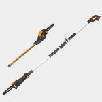 Taille-haie télescopique sur batterie 45 cm avec élagueuse sur perche 20 cm perche 1,8–2,3 m