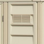 Abri de jardin adossable en vinyle 4 x 8 kit fondation métal porte réversible