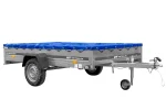 Remorque à un essieu sur ressorts UNITRAILER Garden 265/R KIPP 264×150 châssis H-0 bâche bleue
