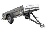 Remorque benne basculante UNITRAILER Garden Trailer 230 KIPP 230×125 cm, PTAC 750 kg, ridelles grillagées + bâche plate