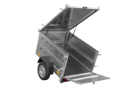Remorque un essieu 150×106 UNITRAILER GARDEN 150 KIPP ridelles supplémentaires capot aluminium PTAC 750 kg
