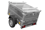 Remorque un essieu 150×106 UNITRAILER GARDEN 150 KIPP ridelles supplémentaires capot aluminium PTAC 750 kg