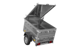 Remorque un essieu 150×106 UNITRAILER GARDEN 150 KIPP ridelles supplémentaires capot aluminium PTAC 750 kg