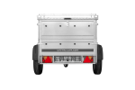 Remorque un essieu 150×106 UNITRAILER GARDEN 150 KIPP ridelles supplémentaires capot aluminium PTAC 750 kg