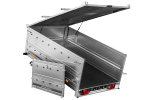 Remorque un essieu 230×125 UNITRAILER GARDEN 230 KIPP côtés BIS capot aluminium PTAC 750 kg