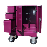 Malle de concours Midi Pourpre 137,5x100x60 cm acier laqué 2 selles 3 tiroirs