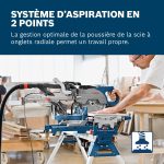 Scie à onglets radiale filaire 1600 W Ø216 mm aspiration 2 points