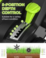 Scarificateur électrique 2 en 1 33 cm avec réglage de profondeur 4 positions et bac 55 L