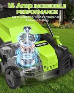 Scarificateur électrique 2 en 1 33 cm avec réglage de profondeur 4 positions et bac 55 L